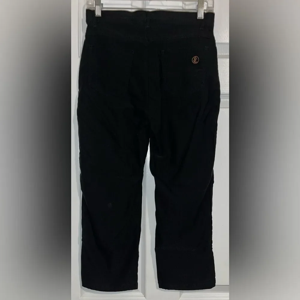 Simon Chang Black - Size 4 Pants stretch crop capri - front slit
